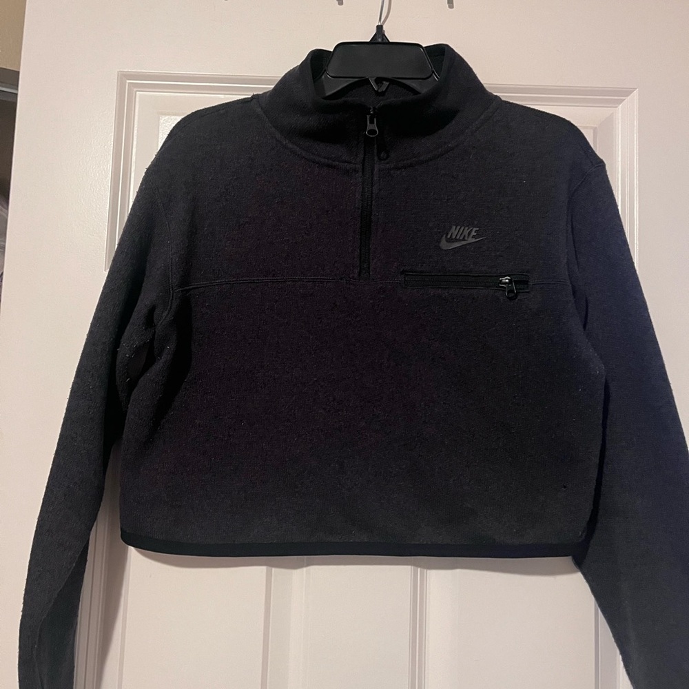 Nike Dark Gray/Black trim  Quarter-Zip Fleece Pullover with Chest Zip Pocket